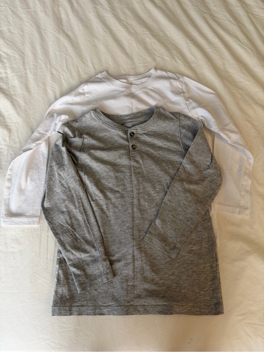 H&M White & Gray Kids Long Sleeve Henley and Crew Set